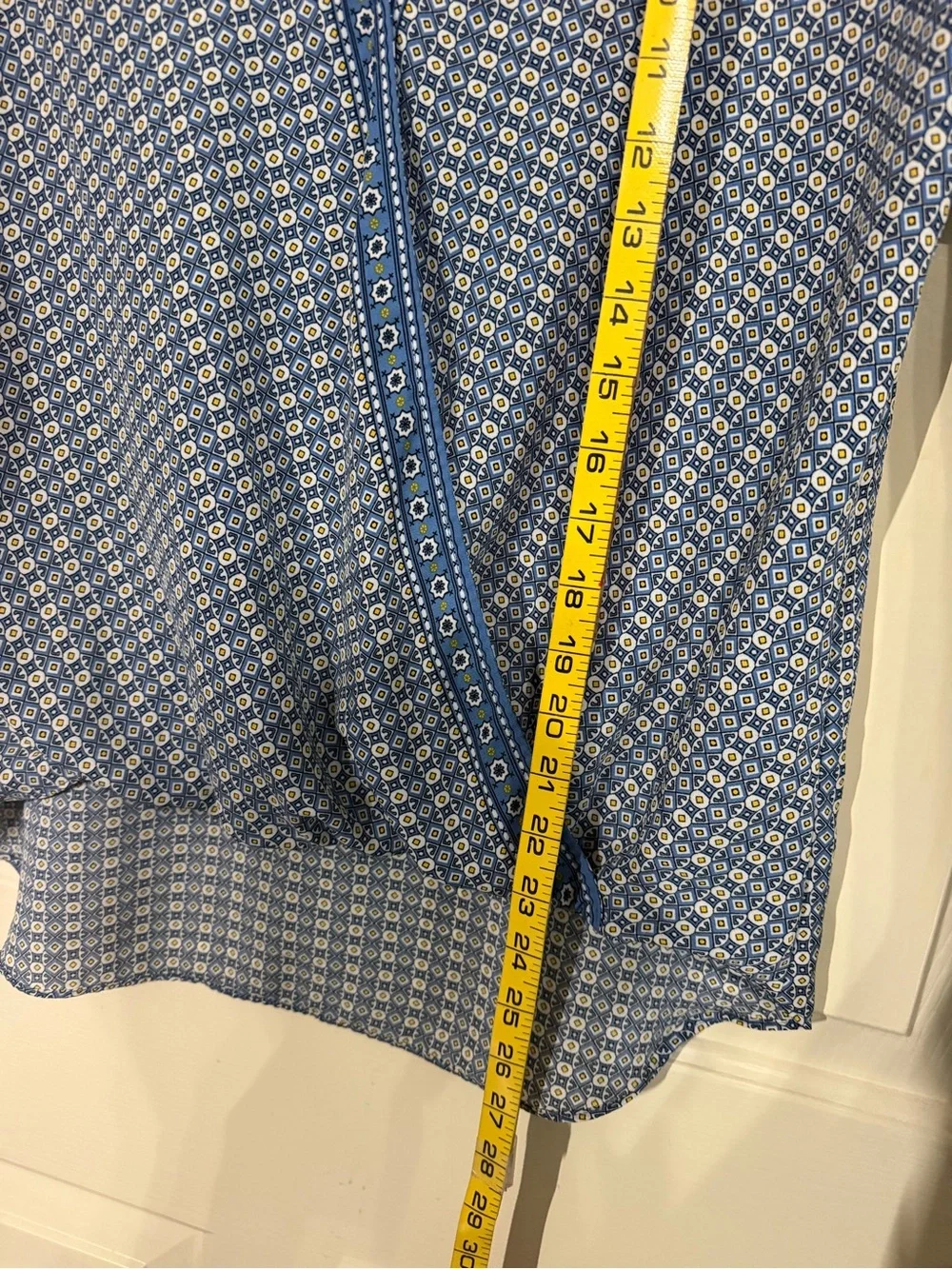 Max Studio Blue Patterned Faux Wrap Tunic